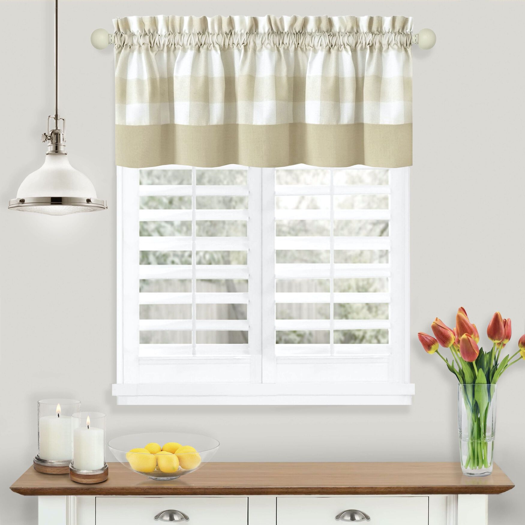 Hunter Window Curtain Valance, TAN, hi-res image number 0