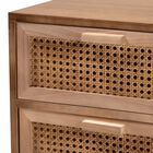 Baden Mid-Century Modern Walnut Brown Finished Wood 3-Drawer Nightstand With Rattan, , alternate image number null
