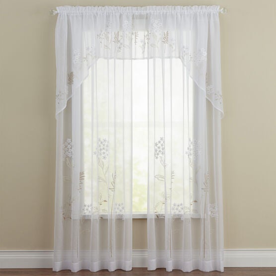 Hydrangea Faux Linen Valance, WHITE Hydrangea Faux Linen Valance, WHITE