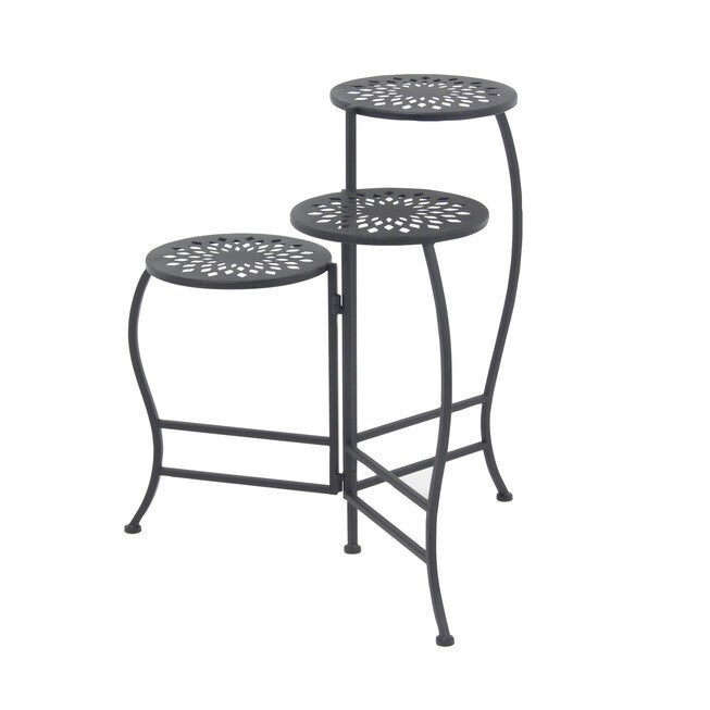 3-Tier Black Metal Traditional Plant Stand, , alternate image number null