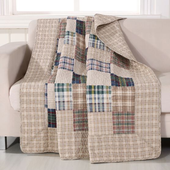 Oxford Quilted Patchwork Throw Blanket, MULTI, hi-res image number null