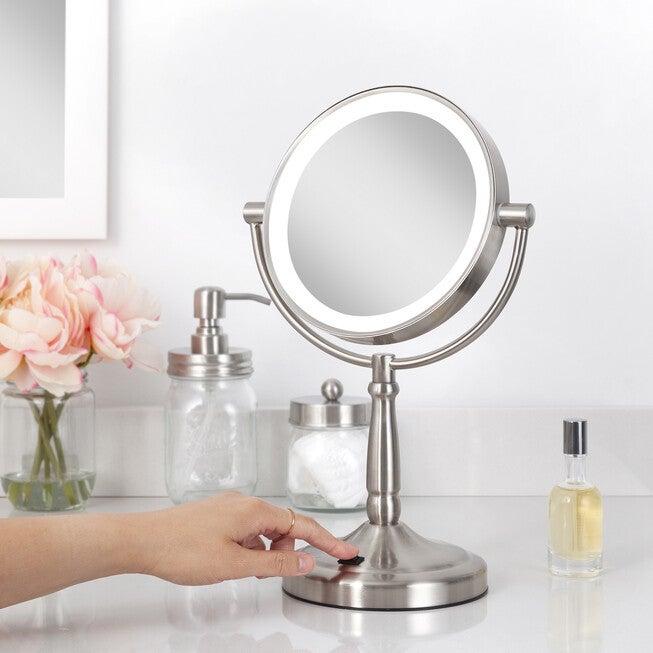 Cordless Dual-Sided LED Lighted Vanity Mirror 5X/1X, , alternate image number null