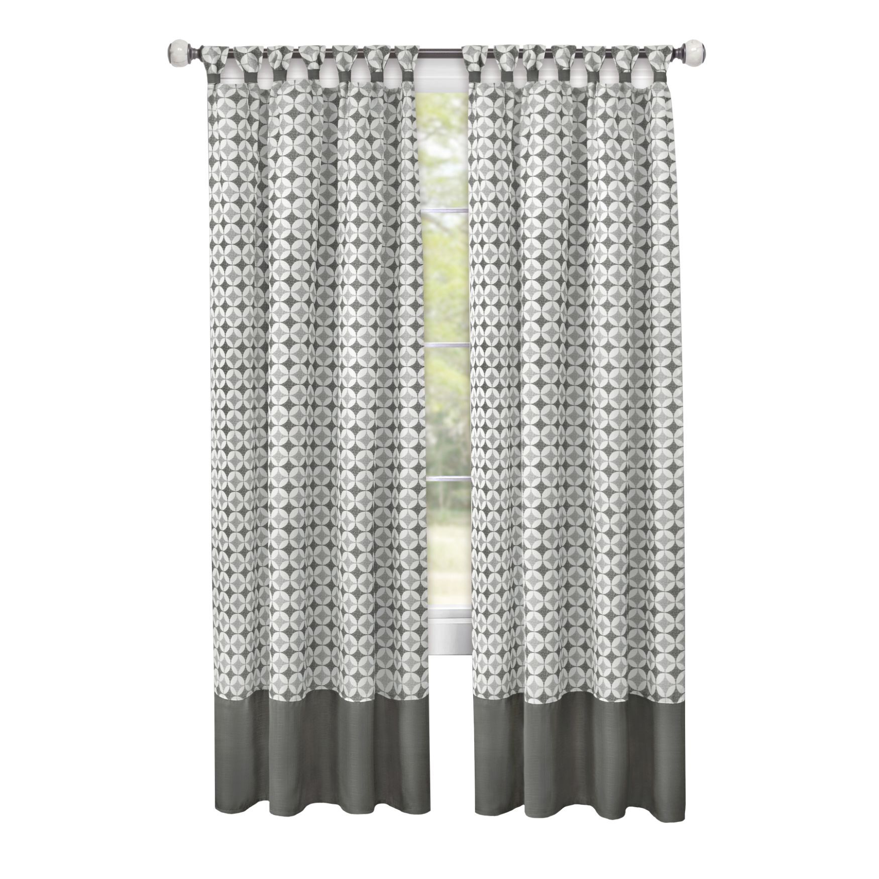 Callie Cuff Tab Top Window Curtain Panel - 52x63, GREY, hi-res image number 0