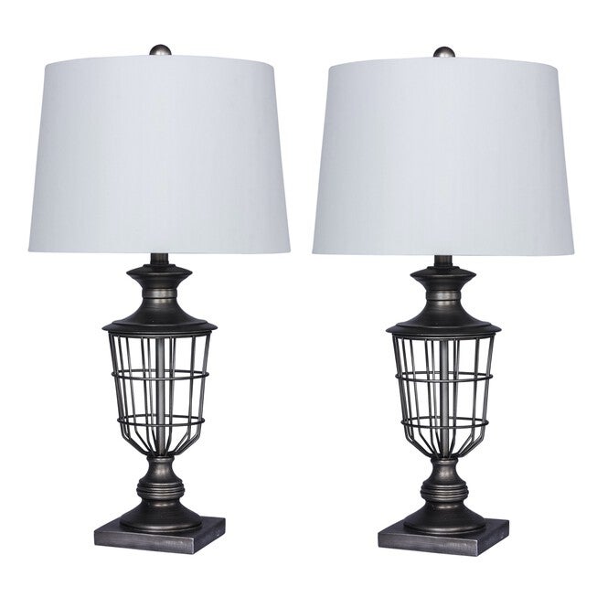 28 inches Antique Silver Metal Table Lamp, , on-hover image number null