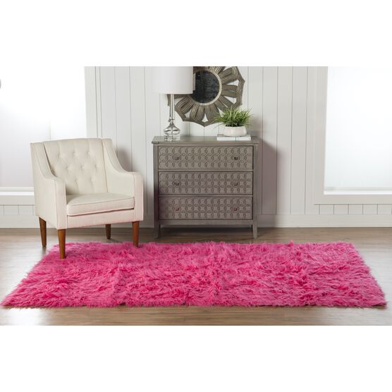 Flokati Fushcia Rug, , alternate image number null