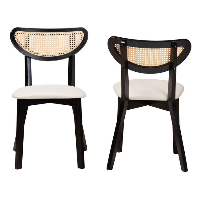 Dannell Mid-Century Modern Cream Fabric And Black Finished Wood Dining Chair, , alternate image number 15