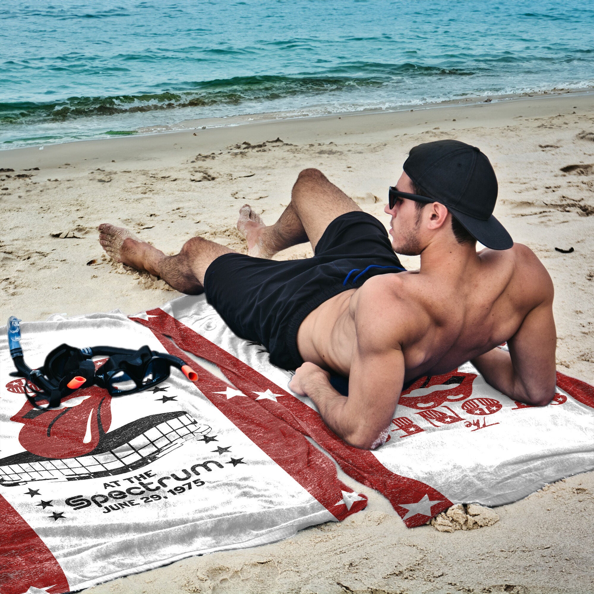 The Rolling Stones 1975 Spectrum Beach Towel 40x72 inches, ROLLING, on-hover image number 1