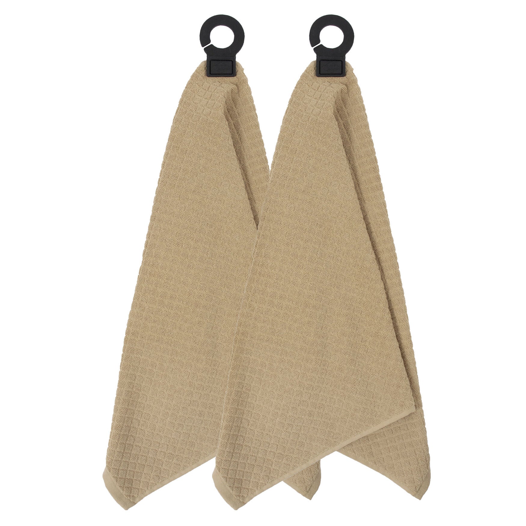 Hook And Hang Woven Kitchen Towel, Set Of Two, BISCOTTI, hi-res image number 0