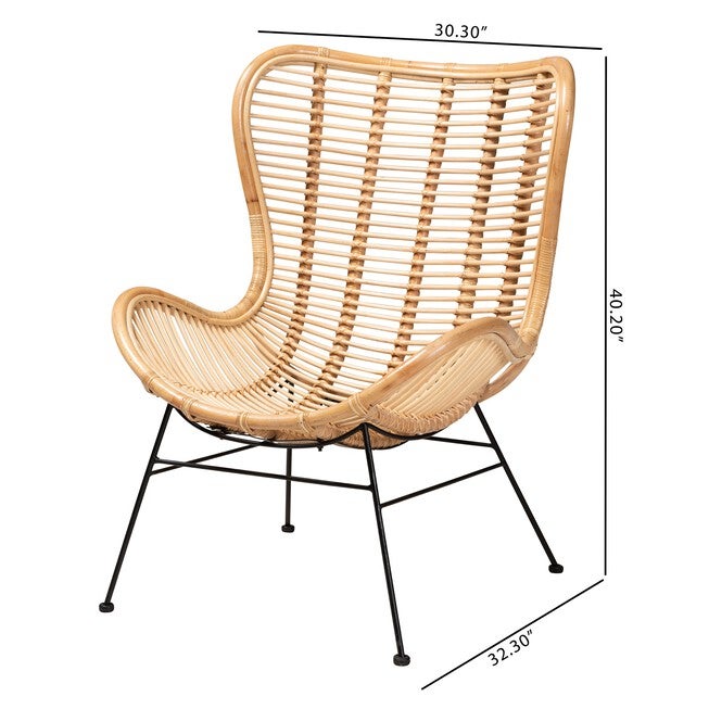 Colorado Modern Bohemian Rattan Accent Chair, , alternate image number null