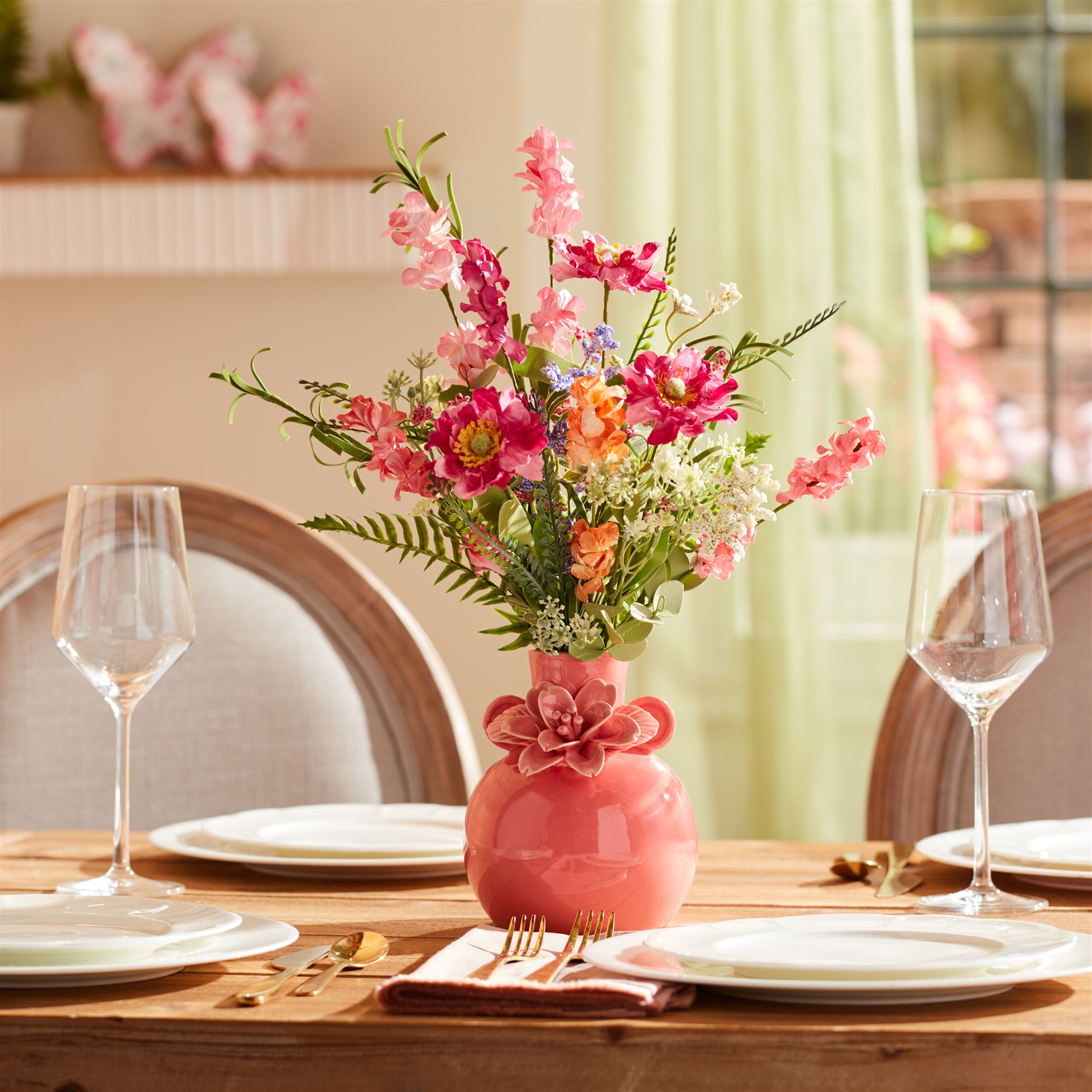 Mixed Daisy Floral Bush Set of 2, PINK GREEN, alternate image number 3