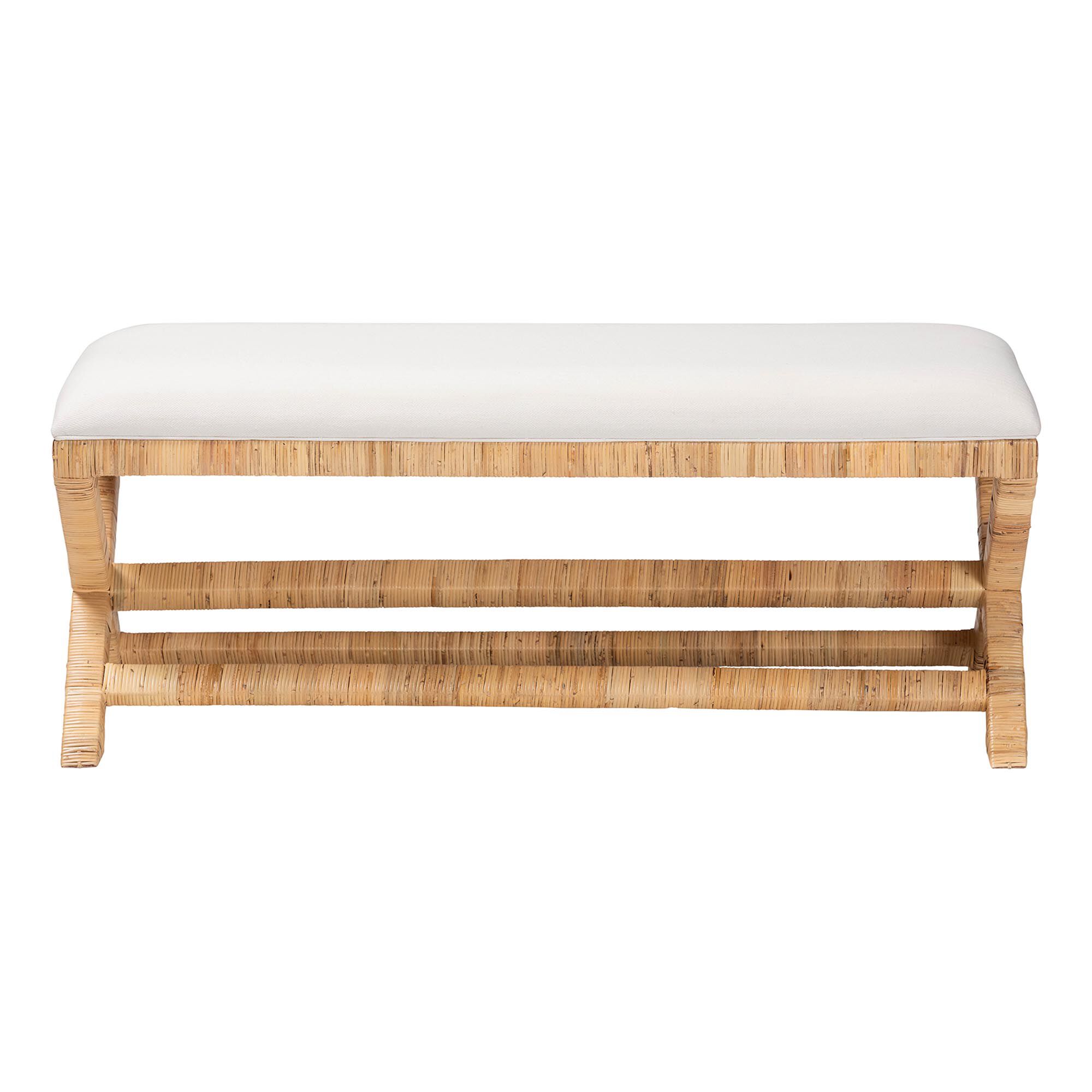 Christy Natural Rattan Bench, HONEY, alternate image number 2