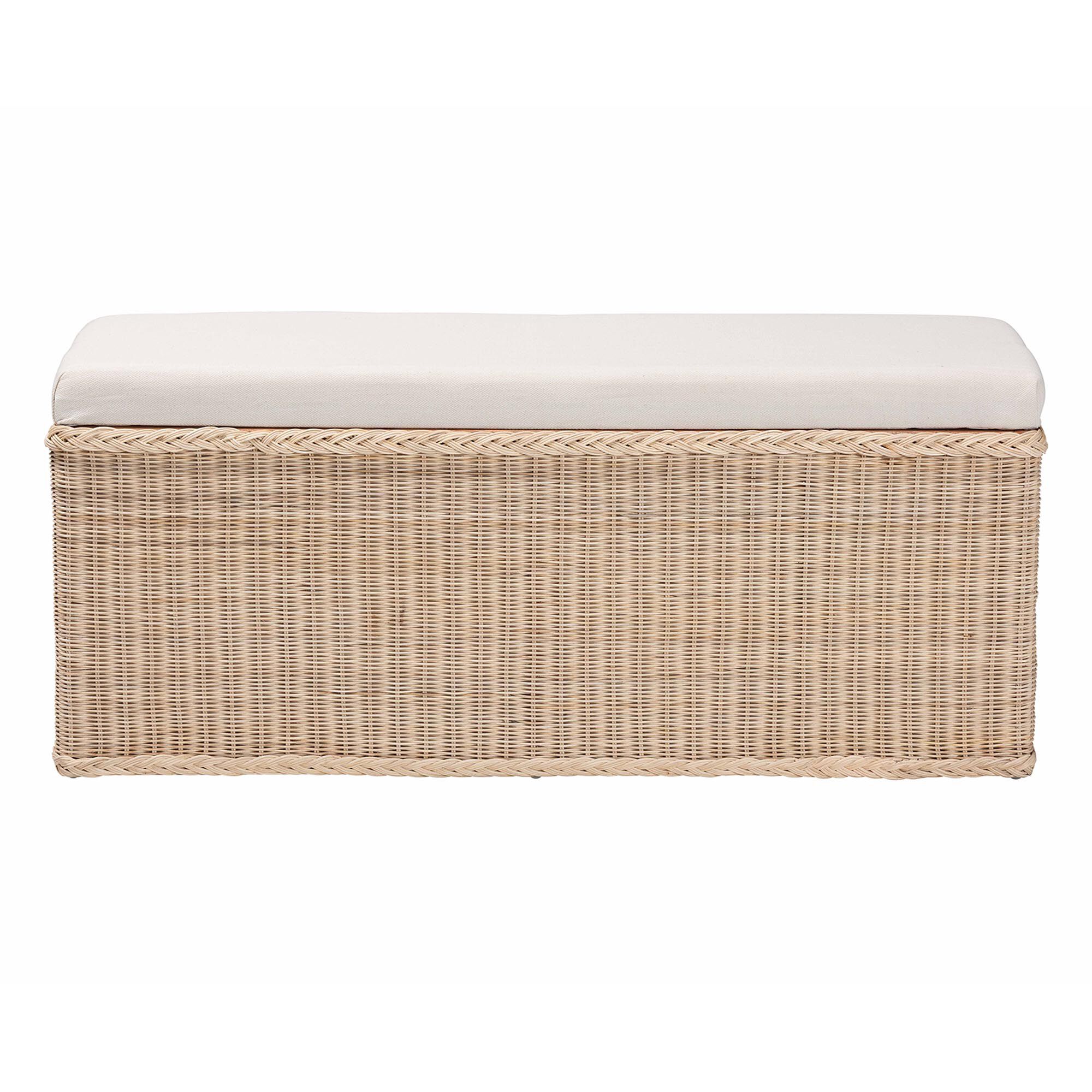 Barid Braided Natural Rattan Storage Bench, Rectangle, NATURAL, alternate image number 3
