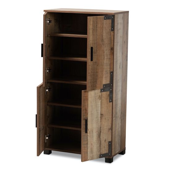 Cyrille Farmhouse Rustic Finished Wood 4-Door Shoe Cabinet Furniture, , on-hover image number null