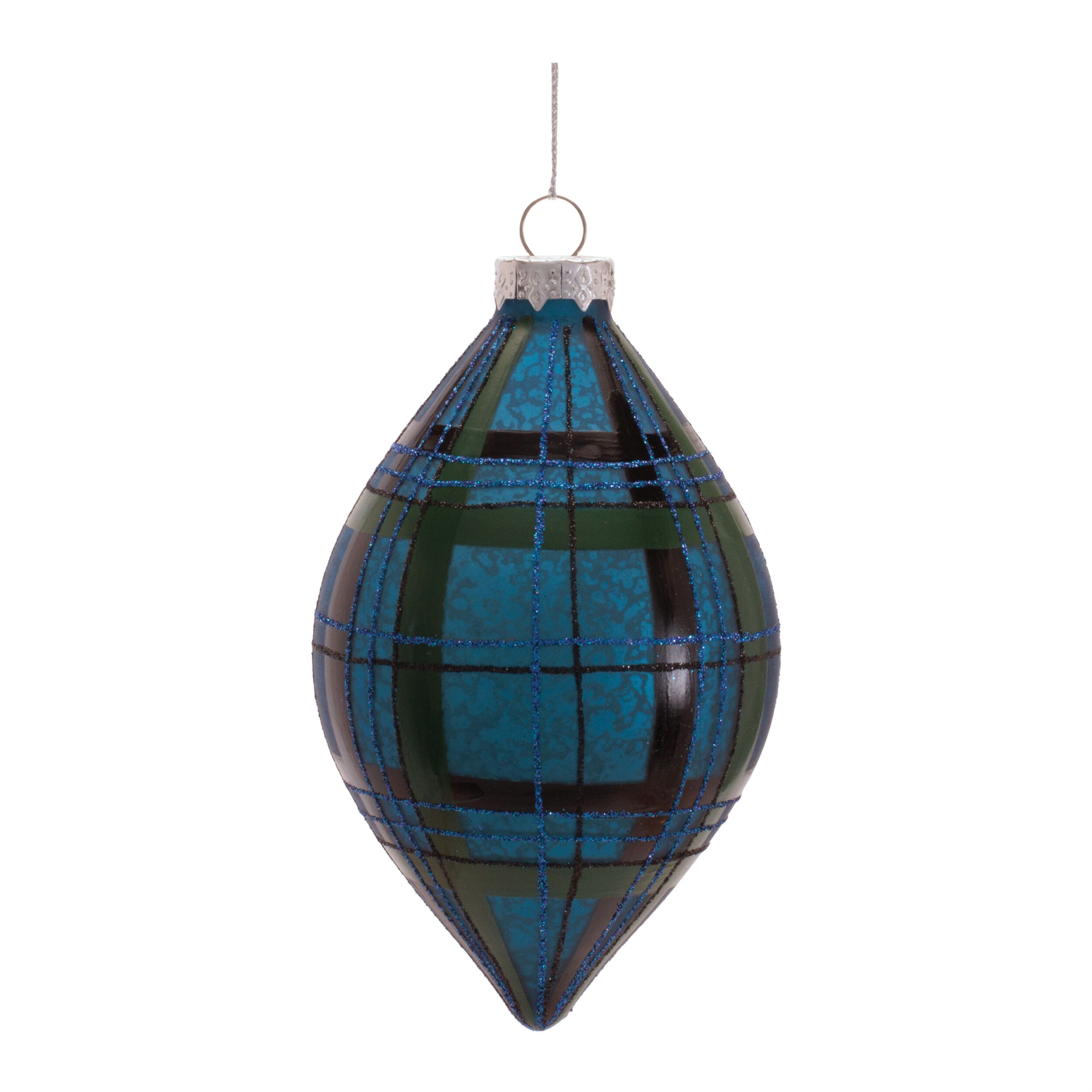 Plaid Glass Ornament (Set of 6), BLUE GREEN BLACK, alternate image number 3