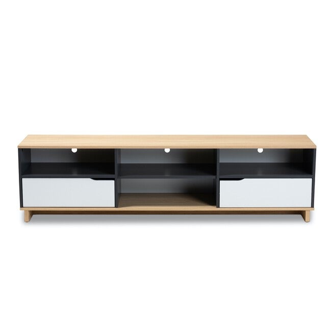 Reed Mid-Century Modern Multicolor 2-Drawer Wood Tv Stand Furniture, , alternate image number null