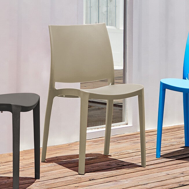 Set of 2 Sensilla Stackable Outdoor Dining Chairs, TAUPE, hi-res image number 0