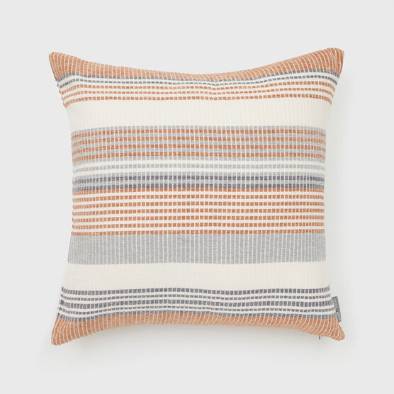FREJA WOVEN STRIPES PILLOW 18X18, BROWN, hi-res image number null