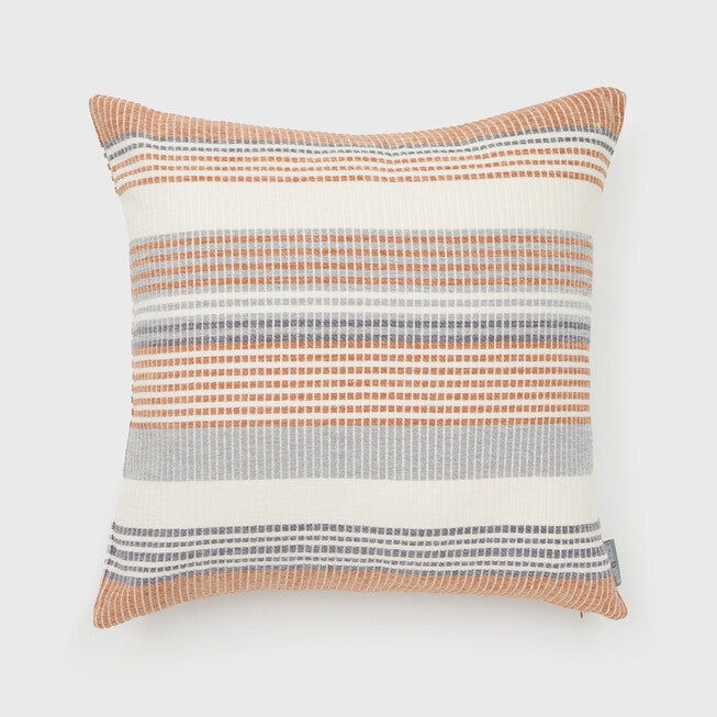 FREJA WOVEN STRIPES PILLOW 18X18, BROWN, hi-res image number null