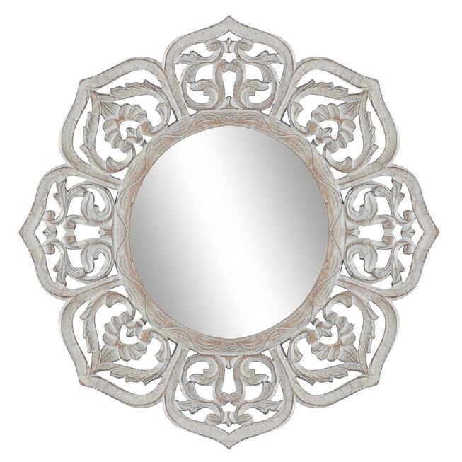 White Wood Farmhouse Wall Mirror, WHITE, hi-res image number null