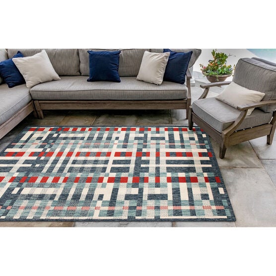 Liora Manne Portofino Plaid Indoor/Outdoor Rug Brylane Home