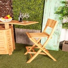 Set Of 2 Brown Teak Wood Traditional Bar Stool, , alternate image number null
