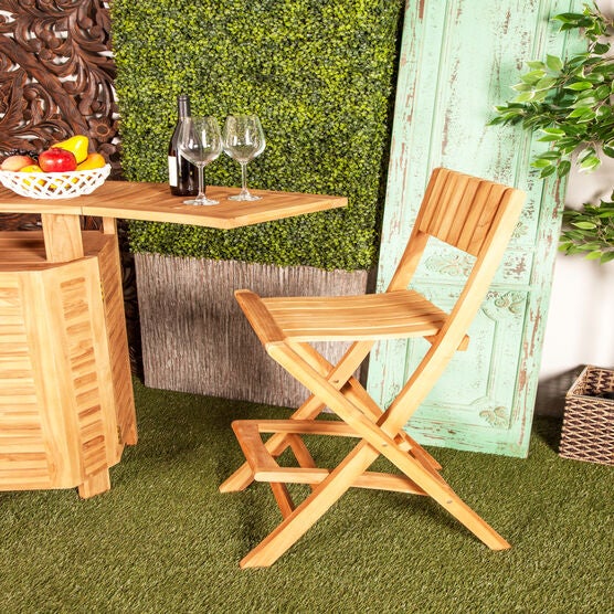 Set Of 2 Brown Teak Wood Traditional Bar Stool, , alternate image number null