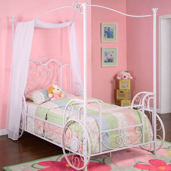 Princess Emily Carriage Canopy Twin, Twin Size Pink Princess Bed