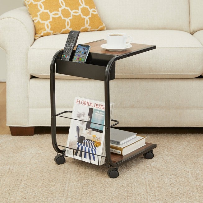 Robiner Table Rolin Simple Rolling Side Table, Brown | Brylane Home