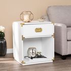 Campaign Tall Storage Side Table with Drawer, WHITE, hi-res image number null