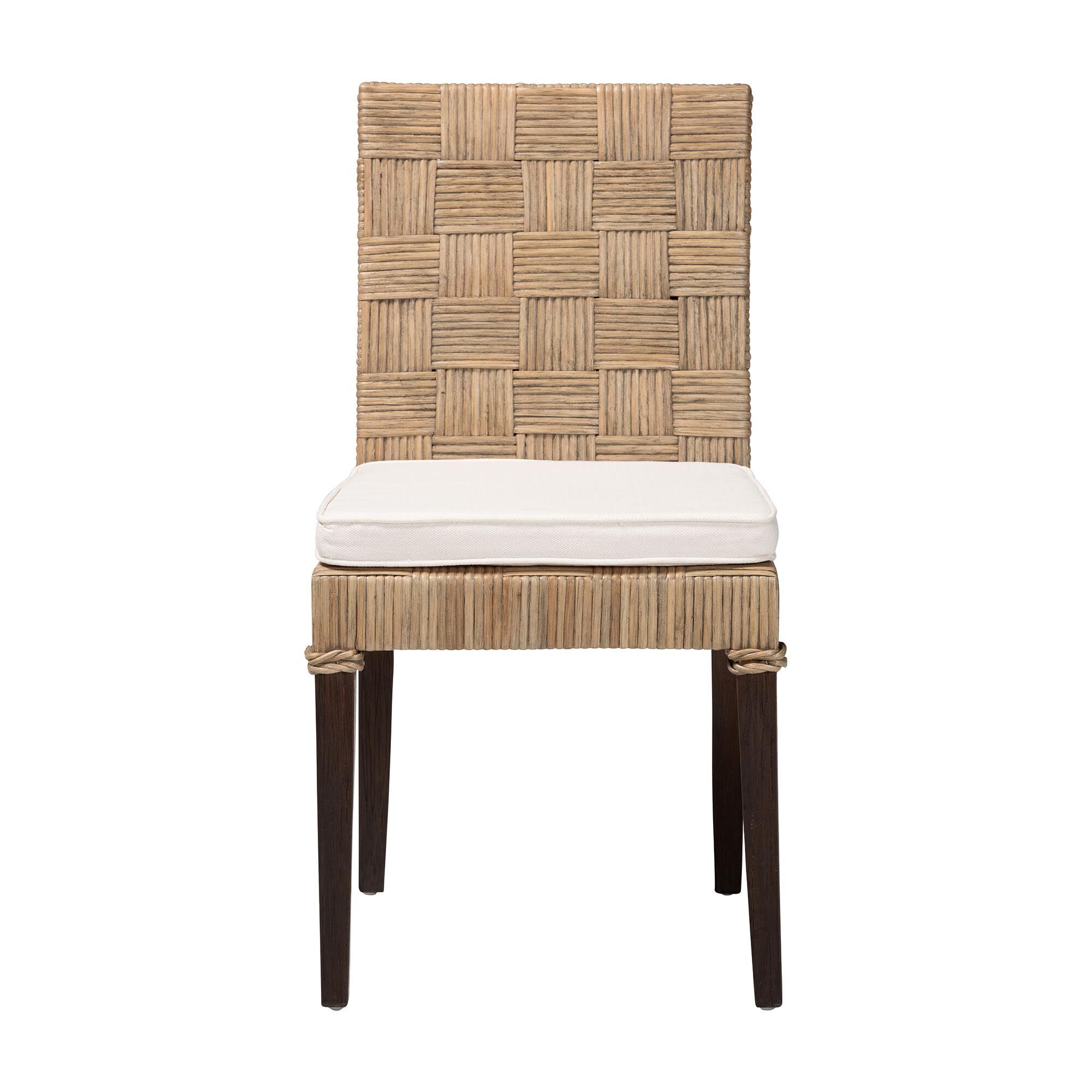 Fatima Natural Rattan Dining Chair with Cushion, GREY, alternate image number 2