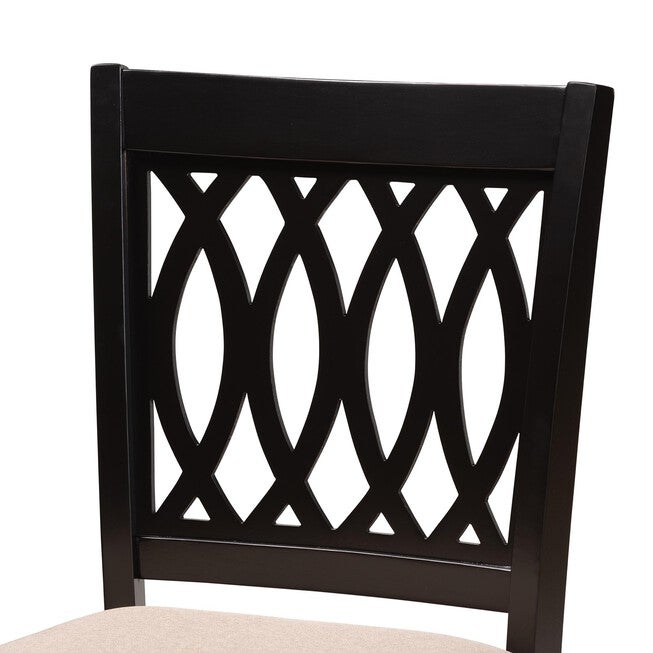 Florencia Modern Beige Fabric And Espresso Brown Finished Wood Counter Stool, , alternate image number null