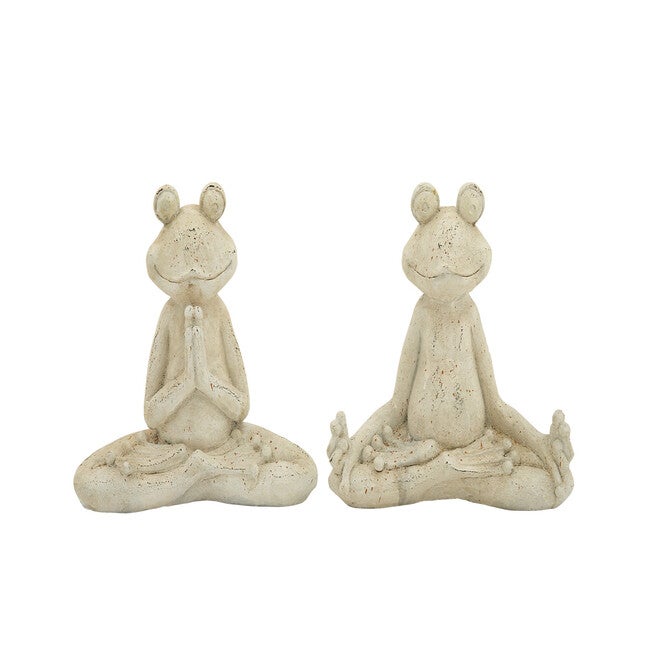 Set Of 2 White Resin Eclectic Garden Sculpture, WHITE, hi-res image number 0