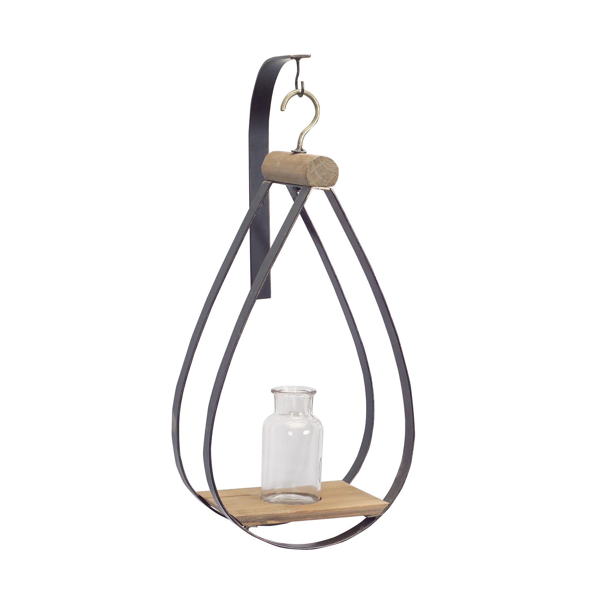 Hanging Bottle Vase in Teardrop Frame Set of 2, NATURAL BLACK, hi-res image number 0