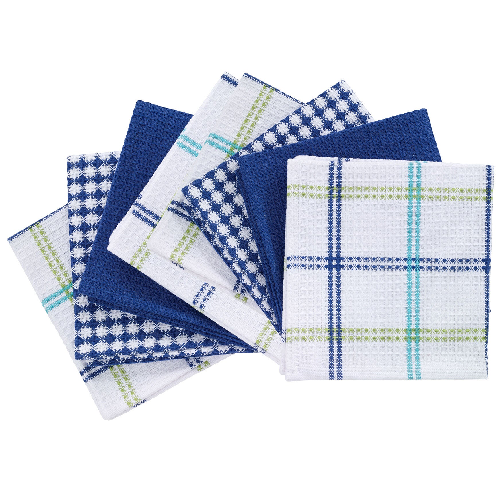 Flat Waffle Dish Cloths, Set Of 8, COOL, hi-res image number 0