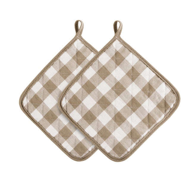 Buffalo Check Pot Holder - Set of Two, TAUPE, hi-res image number null