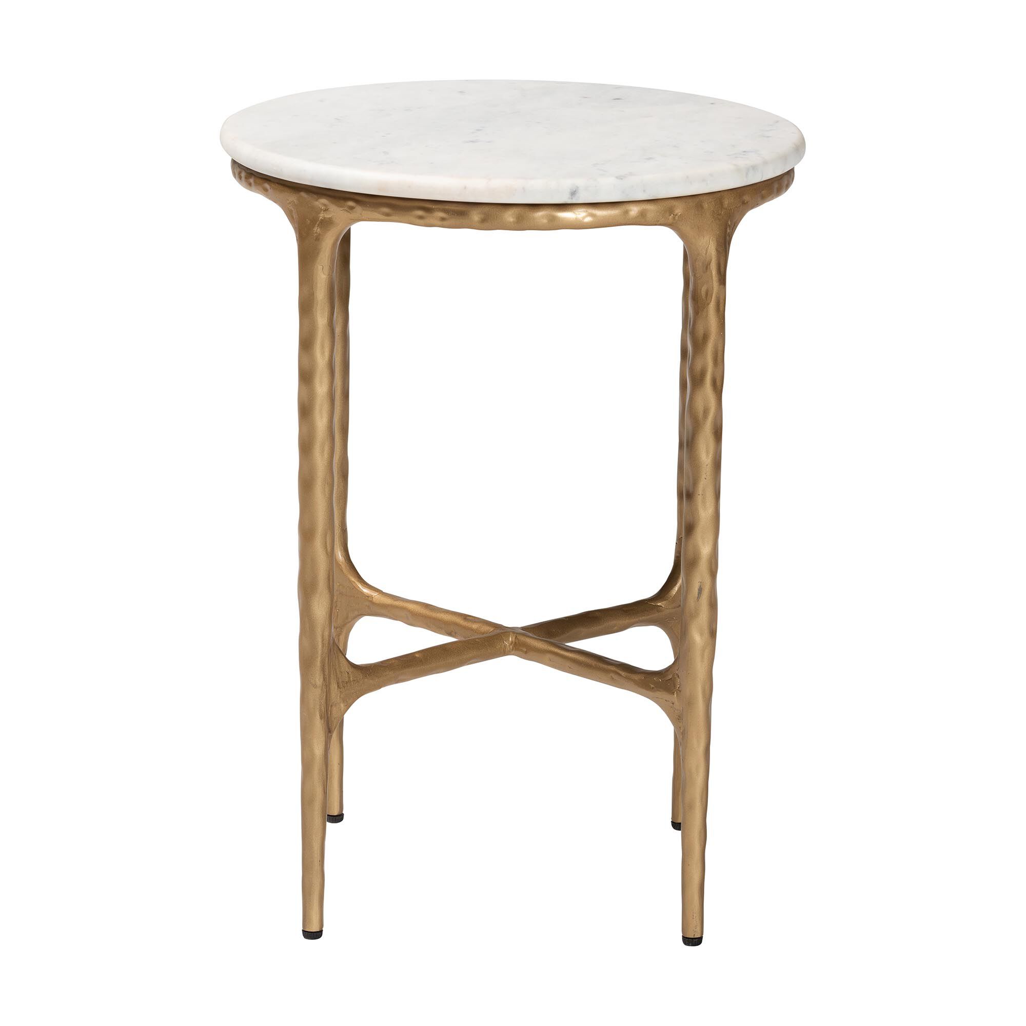 Akanji Marble Round End Table, WHITE, alternate image number 2