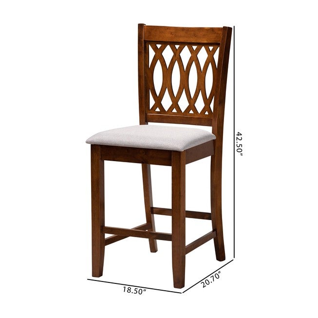 Florencia Modern Beige Fabric And Espresso Brown Finished Wood Counter Stool, , alternate image number null