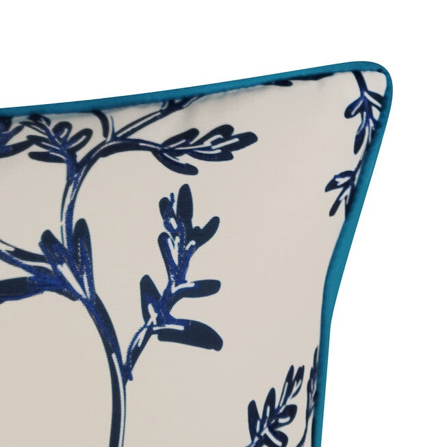 Edie @ Home Indoor/Outdoor Peacock Print With Embroidery Decorative Throw Pillow 20X20, Turq Multi, , alternate image number null