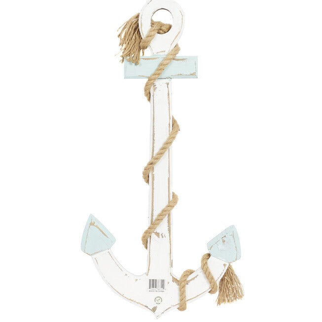 White Coastal Anchor Wood Wall Décor, , on-hover image number 1