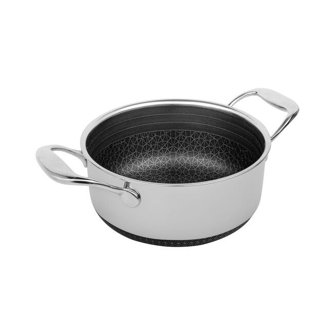 LIVWELL DiamondClad™ 3 Quart Hybrid Nonstick Stainless Steel Stock Pot and Lid, Dishwasher Safe, PFOA-free – Silver/Black, SILVER, alternate image number null
