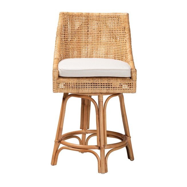 Bella Modern Bohemian Natural Brown Rattan Counter Stool, , on-hover image number null
