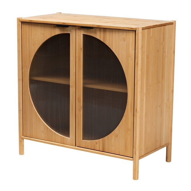 Naresh Mid-Century Modern Transitional Natural Brown Bamboo Wood 2-Door Storage Cabinet, NATURAL BROWN, hi-res image number null