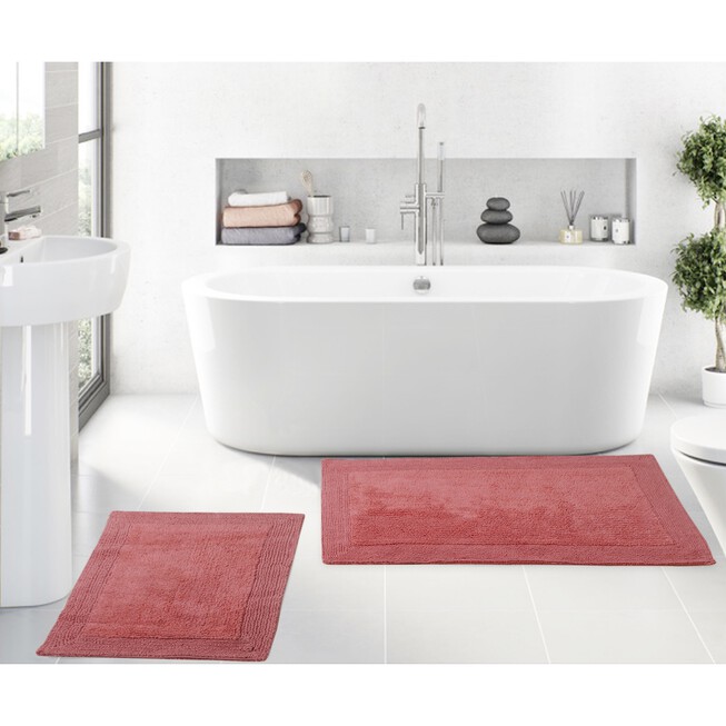 Somerset Home 100 Percent Cotton Reversible Long Bath Rug, 24 x 60 - Rose