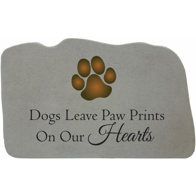 Dogs Leave Paw Prints Pet Garden Memorial Accent Stone, GREY, hi-res image number null
