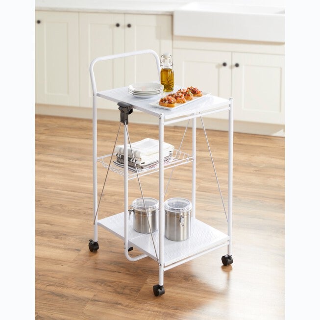 Multi-Purpose Foldable Rolling Cart, WHITE, hi-res image number 0