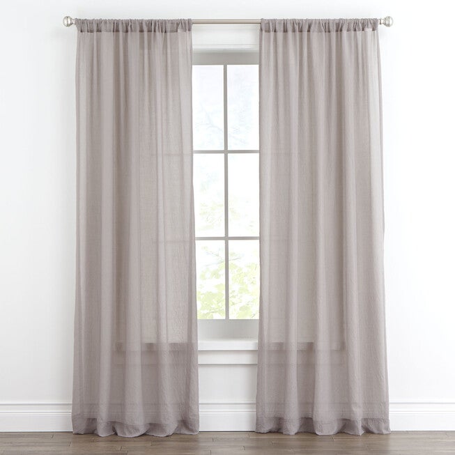 Lourdes Solid Semi-Sheer Rod-Pocket Panel, GRAY, hi-res image number null
