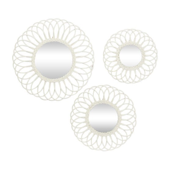 Set Of 3 White Wood Traditional Wall Mirror, WHITE, hi-res image number null