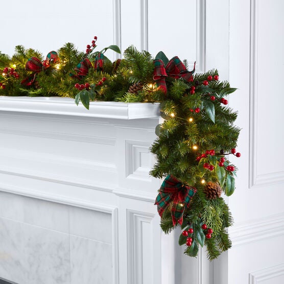 6' Pre-Lit Celeste Garland, PLAID, hi-res image number null