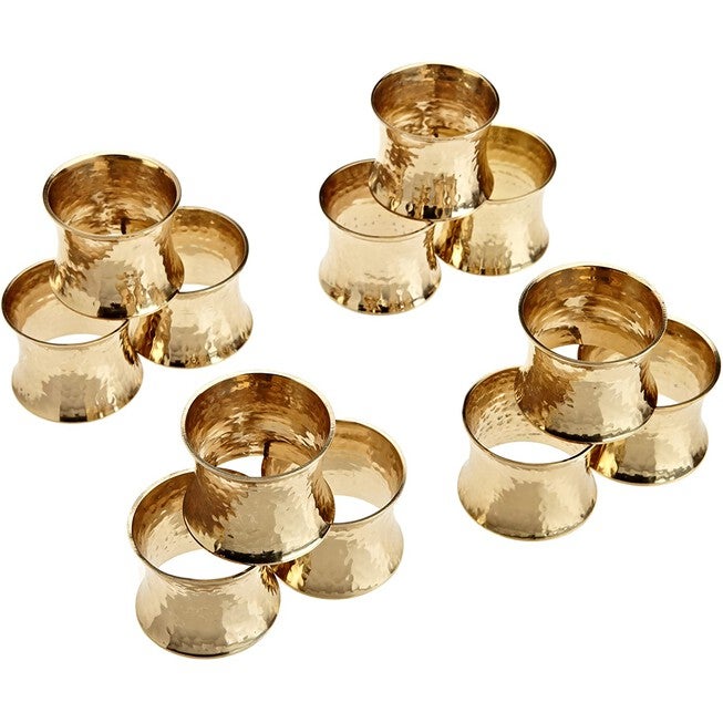 Hammered Gold Napkin Ring, Set of 6, GOLD, hi-res image number 0
