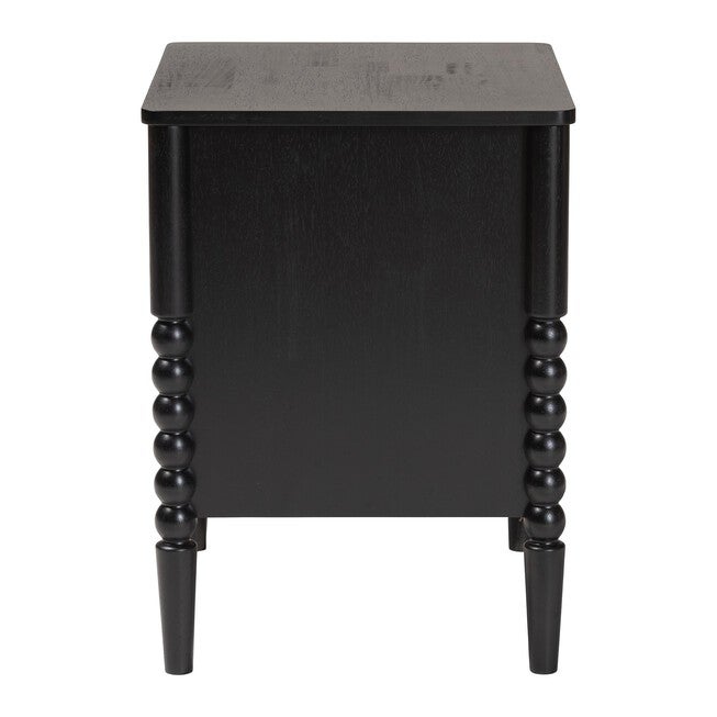 Baxton Studio Lucera Mid-Century Black 2-Drawer Bobbin Nightstand, BLACK, alternate image number 4